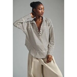 Anthropologie Pilcro Spliced Henley Top In Stripe Size Small Classic Casual
